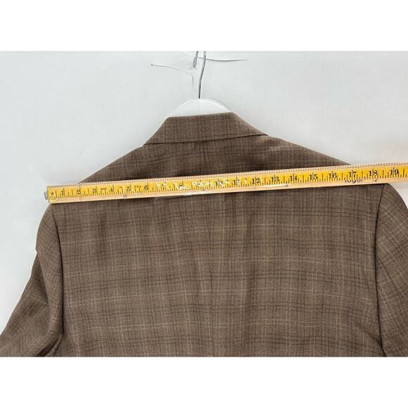 Ralph Lauren Suit Jacket Mens 42S Brown Plaid Silk Wool Single Breasted Tweed - Picture 13 of 15
